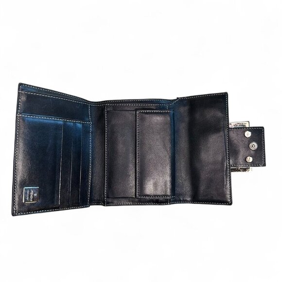 Fendi Zucca Compact Navy Wallet - FF Logo - Picture 7 of 15